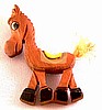 BP290 whimsical wood horse pin, rope tail